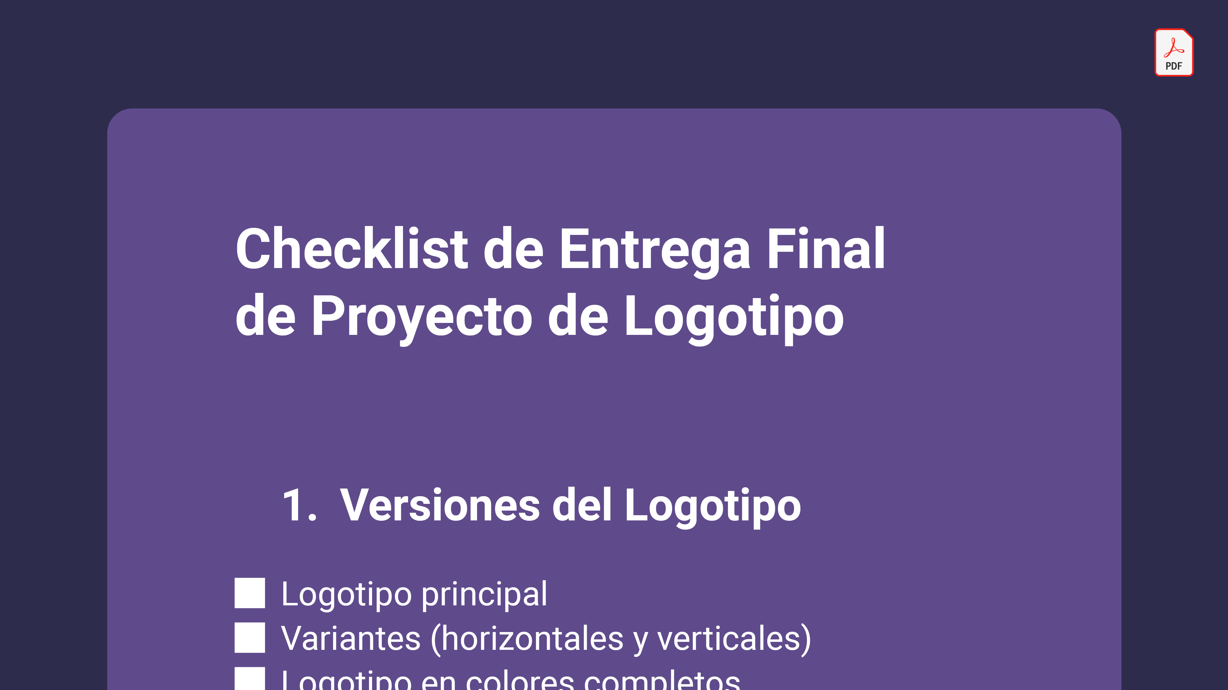 Checklist de entrega final de proyecto de logotipo