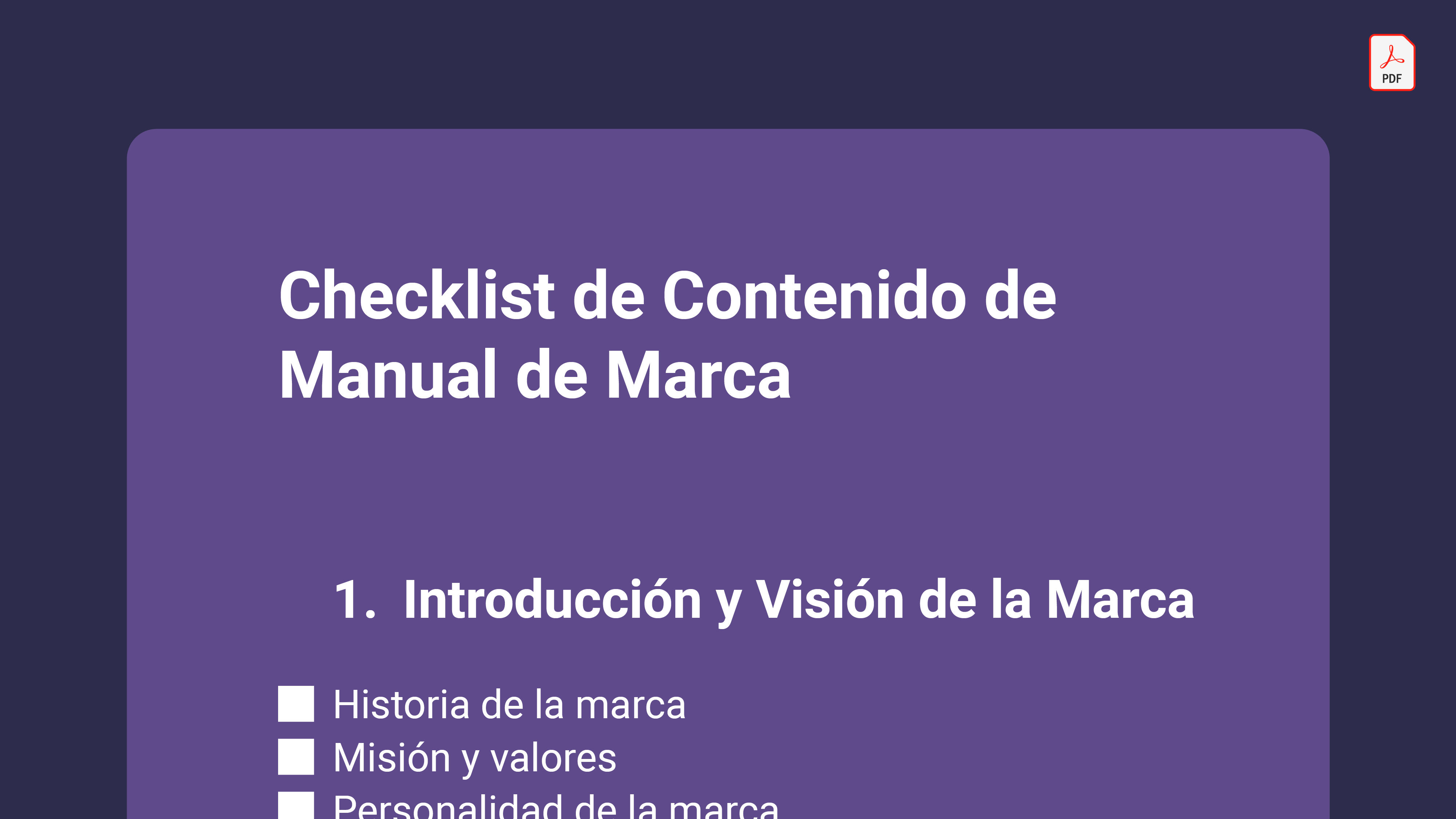 Checklist de contenido del Manual de Marca